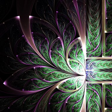 karanlık fraktal çiçek desenli, yaratıcı grafik tasarım için dijital sanat
