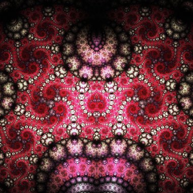 Kırmızı fraktal girdap deseni, yaratıcı grafik tasarım için dijital sanat