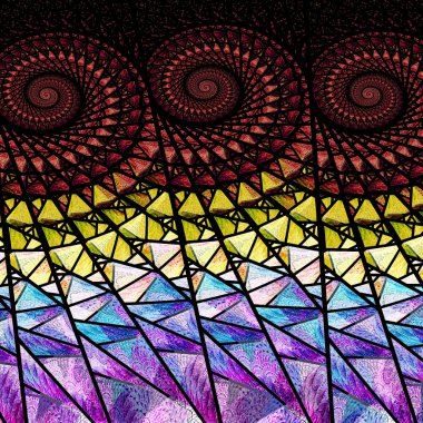 Colorful stained glass fractal window, digital artwork for creative graphic design