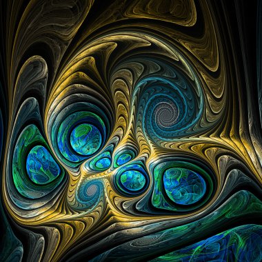 Colorful swirly fractal texture, digital artwork for creative graphic design