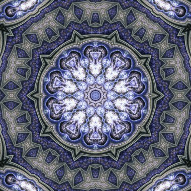 Kış temalı fraktal mandala, yaratıcı grafik tasarım için dijital sanat