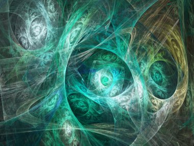 Yeşil doğa temalı fraktal desen, yaratıcı grafik tasarım için dijital sanat