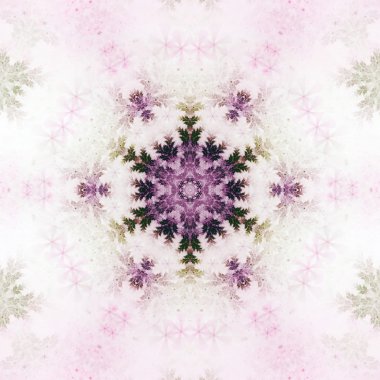 Soyut Kış temalı fraktal mandala, yaratıcı grafik tasarım için dijital sanat