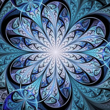 Koyu fraktal çiçek, yaratıcı grafik tasarımı için dijital sanat çalışması