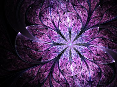 mor fraktal çiçek, yaratıcı grafik tasarımı için dijital sanat eseri