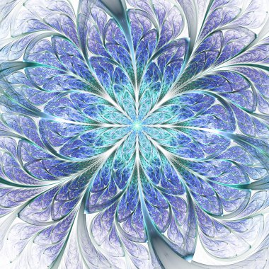 mavi fraktal çiçek, yaratıcı grafik tasarımı için dijital sanat çalışması