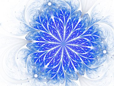 mavi fraktal çiçek, yaratıcı grafik tasarımı için dijital sanat çalışması
