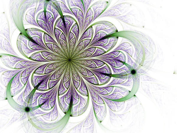 Flor fractal verde e roxo, arte digital para design gráfico criativo — Fotografia de Stock