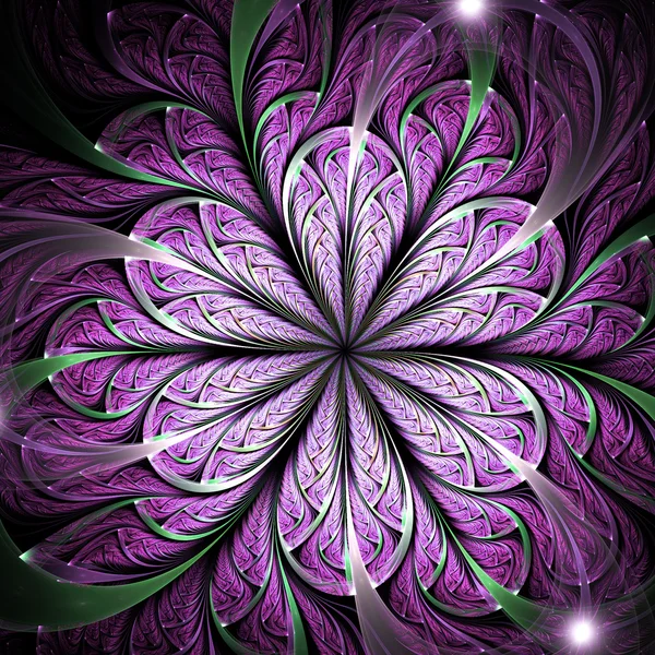 紫色分形花，用于创造性平面设计的数字艺术品 — 图库照片