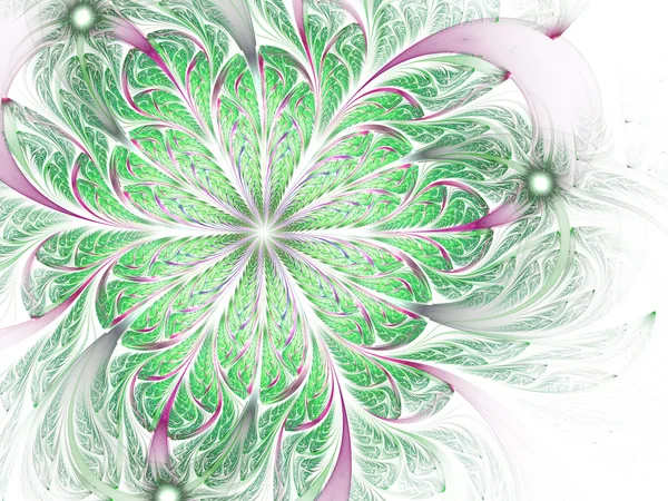 Flor fractal verde brilhante, obra de arte digital para design gráfico criativo — Fotografia de Stock