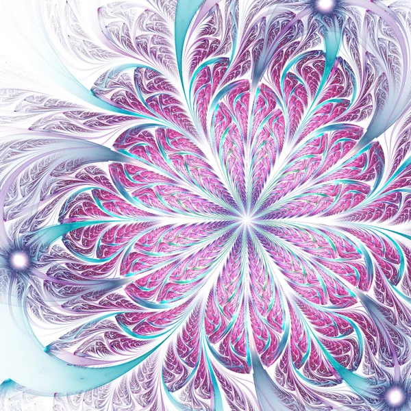 Light pink and blue fractal flower, digital artwork for creative graphic design — Stock Photo, Image