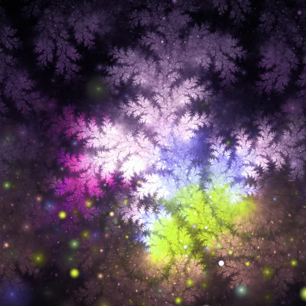 Разноцветная ветвь дерева, фрактальное растение, цифровые произведения искусства для творческого графического дизайна — стоковое фото