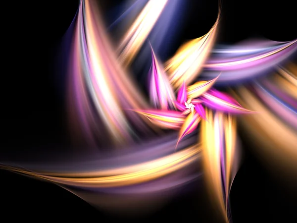 Purple and gold fractal flower, digital artwork for creative graphic design — Stock Photo, Image