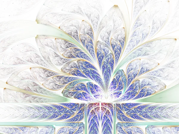 Modré listnaté fraktální květina, digitální kresba pro kreativní grafický design — Stock fotografie