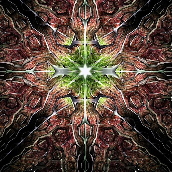 Brillante estrella fractal colorido, obra de arte digital para el diseño gráfico creativo — Foto de Stock