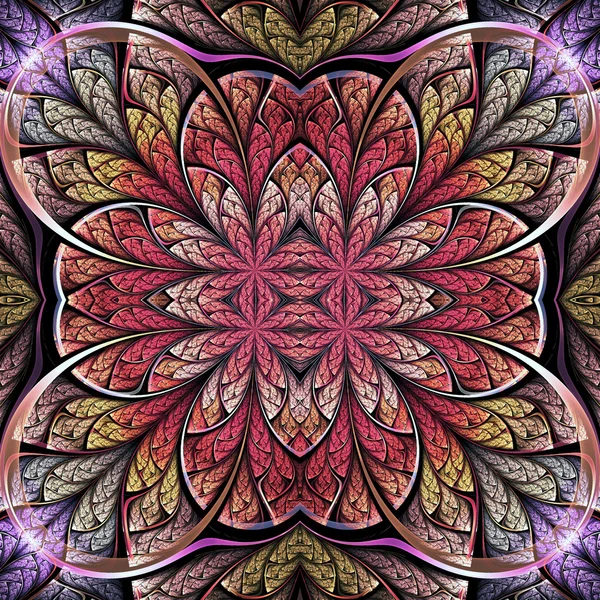 Πολύχρωμο άνευ ραφής fractal μάνταλα, ψηφιακά έργα τέχνης για δημιουργική Γραφιστικής — Φωτογραφία Αρχείου