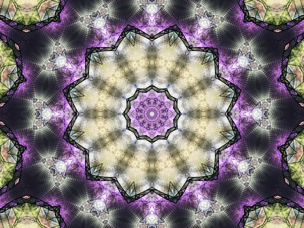 Mandala de vidro manchado fractal leve, arte digital para design gráfico criativo — Fotografia de Stock