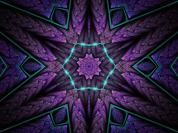 Purple fractal star, digital artwork for creative graphic design — ストック写真