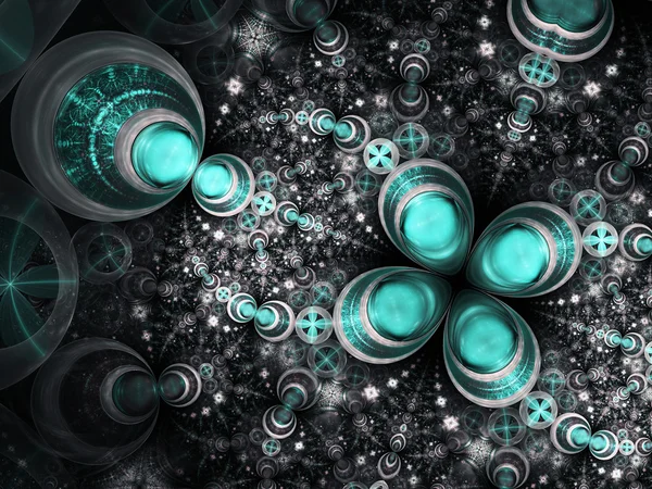 Flor fractal verde escuro, obra de arte digital para design gráfico criativo — Fotografia de Stock