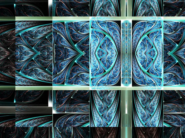 Синие фрактальные перья текстуры, цифровые произведения искусства для творческого графического дизайна — стоковое фото