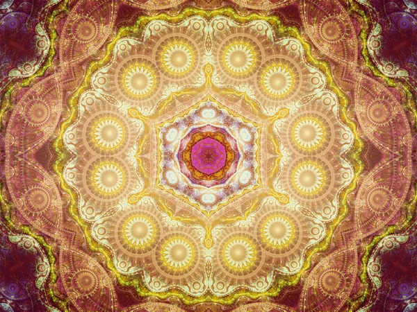 Mandala frattale d'oro, opere d'arte digitali per la grafica creativa — Foto Stock