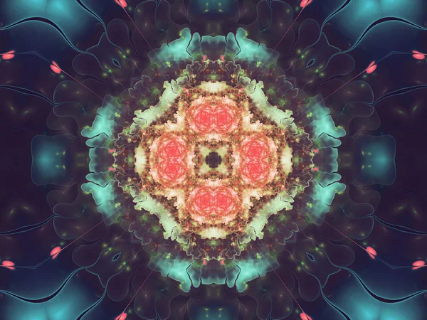 Colorful floral fractal mandala, digital artwork for creative graphic design — 스톡 사진