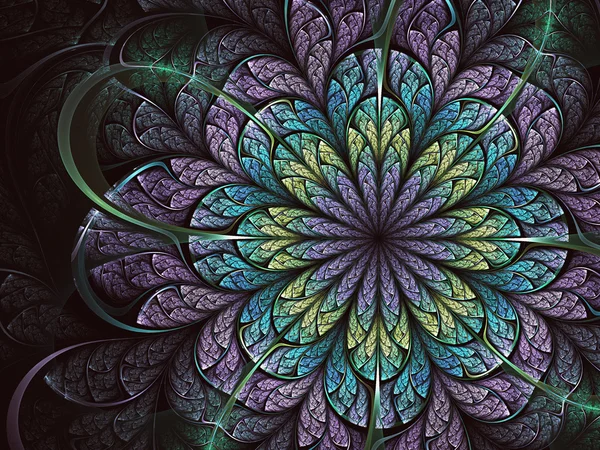 Kleurrijke fractal bloem, digitaal kunstwerk voor creatief grafisch ontwerp — Stockfoto