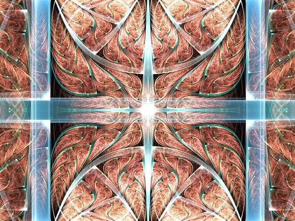 Colorful fractal religious cross symbol, digital artwork for creative graphic design — Stock Photo, Image