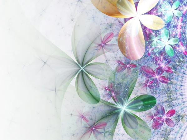Parlak renkli fraktal çiçekler, yaratıcı grafik tasarım için dijital sanat — Stok fotoğraf