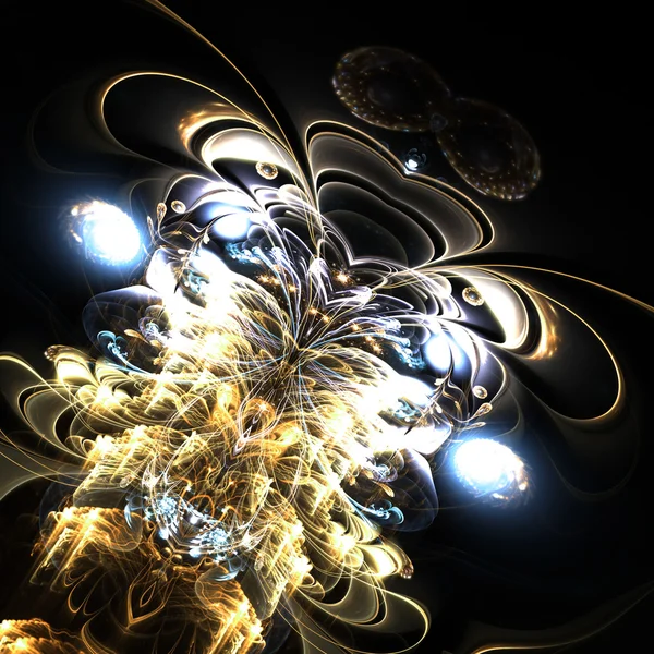 Golden fractal butterfly, digital artwork for creative graphic design — Stock Photo, Image