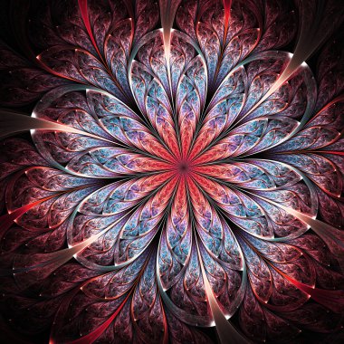 Koyu fraktal çiçek, yaratıcı grafik tasarımı için dijital sanat çalışması