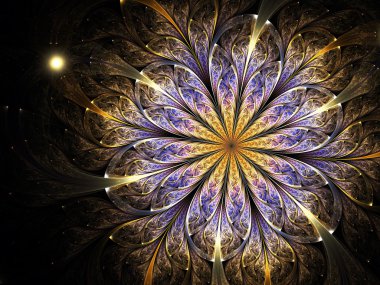 parlak fraktal çiçek, yaratıcı grafik tasarım için dijital sanat