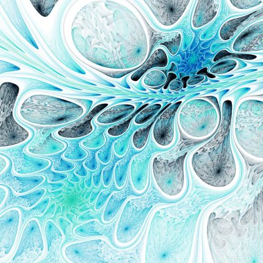 Mavi fraktal girdap deseni, yaratıcı grafik tasarım için dijital sanat