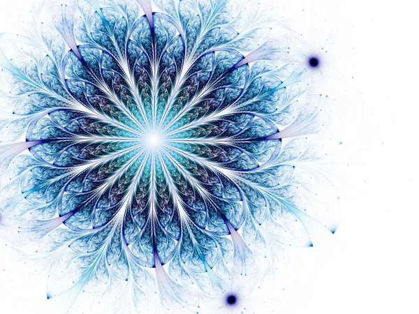 Blue winter themed fractal flower, digital artwork for creative graphic design — Stock Photo, Image