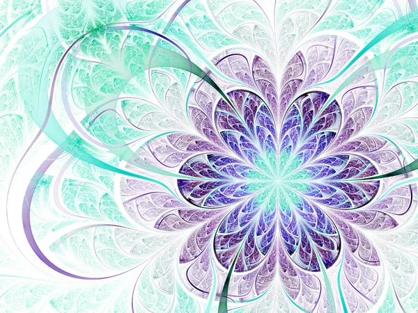 Green and blue fractal flower, digital artwork for creative graphic design — Stock Photo, Image