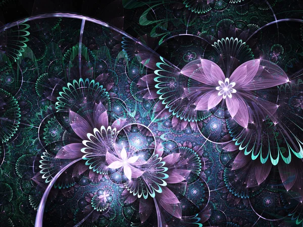 Dark purple fractal flowers, digital artwork for creative graphic design — Zdjęcie stockowe