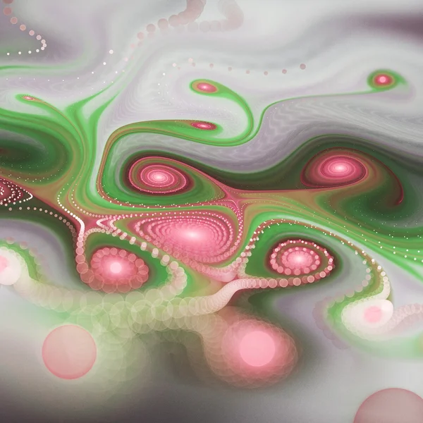 Red and green fractal swirly pattern, digital artwork for creative graphic design — Zdjęcie stockowe