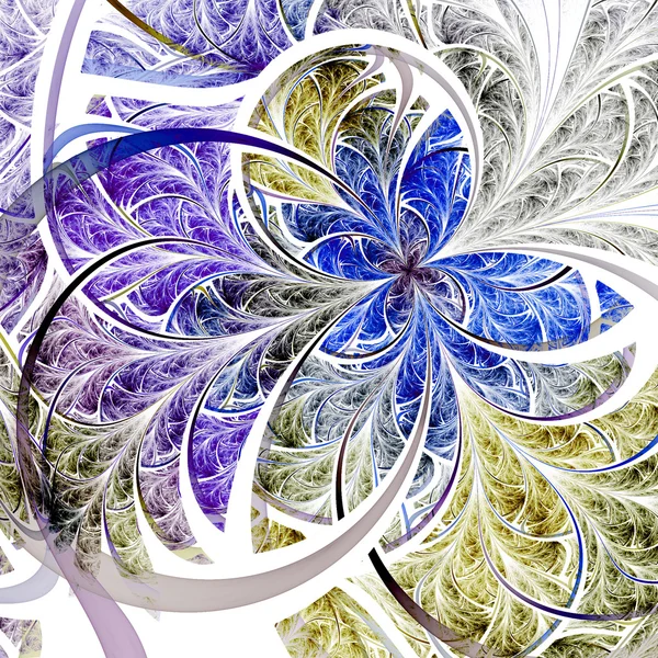 Blue fractal butterfly or flower, digital artwork for creative graphic design — Stock fotografie