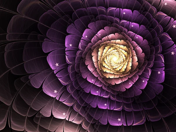 Fioletowy kwiat fraktalny, grafika cyfrowa do kreatywnego projektowania graficznego — Zdjęcie stockowe