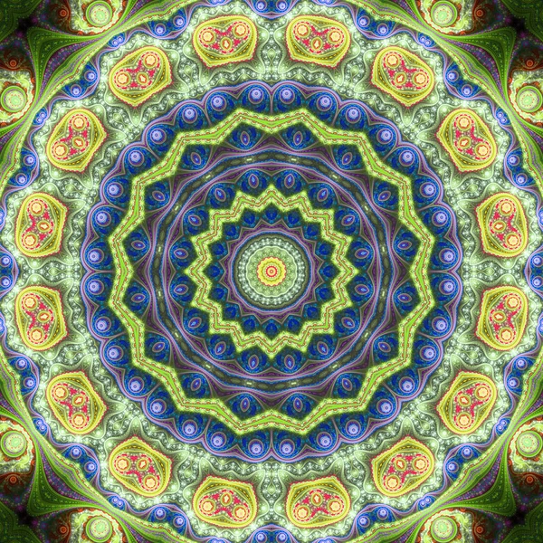 Mandala fractal colorido, obra de arte digital para el diseño gráfico creativo — Foto de Stock