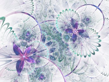 hafif fraktal çiçek desenli, yaratıcı grafik tasarım için dijital sanat