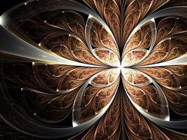 Dark fractal butterfly or flower, digital artwork for creative graphic design