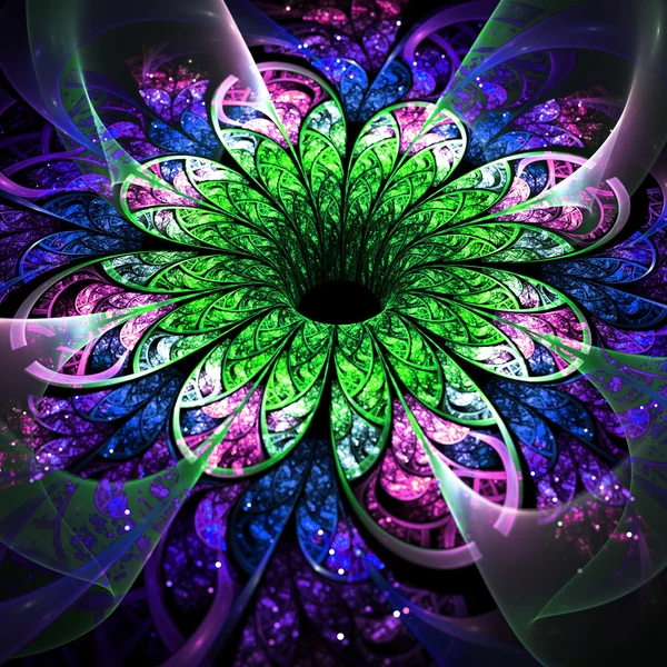 Flor fractal colorido, obra de arte digital para el diseño gráfico creativo —  Fotos de Stock
