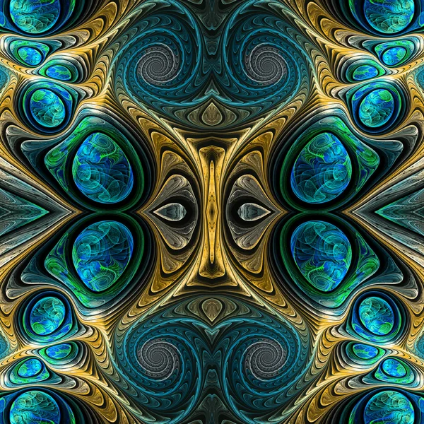 Symmetrical fractal swirly pattern, digital artwork for creative graphic design — Stock Photo, Image