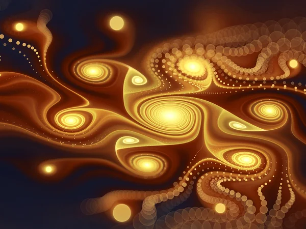 Glossy gold fractal spirals, digital artwork for creative graphic design — Stock Photo, Image