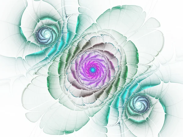 Soft rainbow fractal flower, digital artwork for creative graphic design — Stock Photo, Image