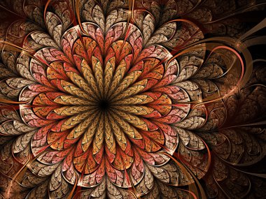Turuncu fraktal çiçek, yaratıcı grafik tasarım için dijital sanat