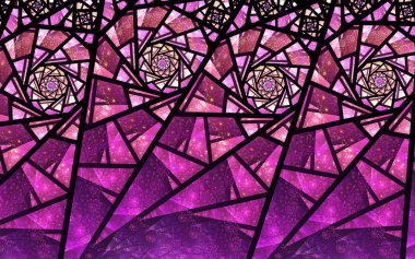 Mor fraktal doku spiral desenli, yaratıcı grafik tasarım için dijital sanat