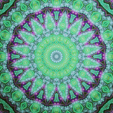 Yeşil fraktal mandala, yaratıcı grafik tasarım için dijital sanat