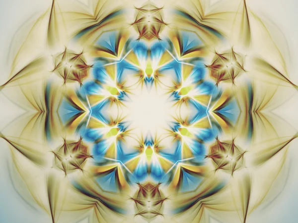 Mandala fractal plumoso ligero, obra de arte digital para el diseño gráfico creativo — Foto de Stock